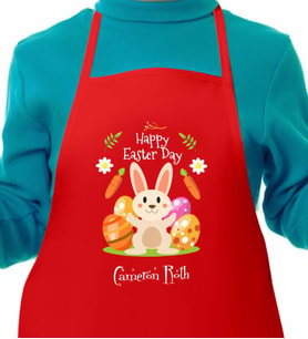 BK Gift Kişiye Özel Paskalya Bayramı Kırmızı Çocuk Mutfak Önlüğü-1
