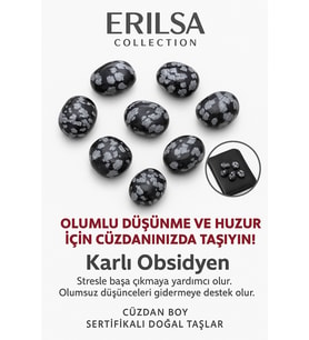 Sertifikalı Cüzdan Boy Karlı Obsidyen Taşı Kütle - Farkındalık ve Duygusal Denge Sağlar (Çok Renkli)