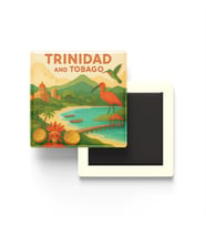 Trinidad ve Tobago - Trinidad and Tobago - Paper Cut Art - Baskılı Buzdolap Magneti Kare - 9x9 cm