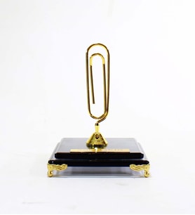 Masaüstü Cam Kaideli Krom Gold Not Tutucu