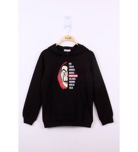 Toontoy Erkek Çocuk La Casa Baskılı Sweatshirt (Siyah)
