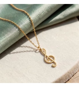 Kişiye Özel Minimalist Sol Anahtarı Kolye 925K Gümüş (Gold)