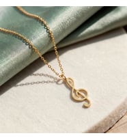 Kişiye Özel Minimalist Sol Anahtarı Kolye 925K Gümüş (Gold)