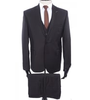 Jan Carlucci Yünlü Yelekli  Slimfit Drop 6 Takım (Kahverengi)