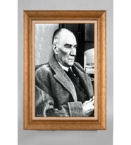 Altın Varaklı Paspartulu Çerçeveli Atatürk Tablo nt698