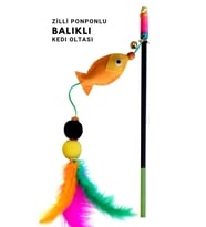 Balıklı Ponponlu Zilli Kedi Oltası