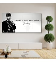 Panoramik Kanvas Makam Panosu Siyah Beyaz Atatürk Hayatta en hakiki mürşit ilimdir.