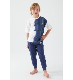 U.S. Polo Assn 1339 Garson İntense Creams Erkek Çocuk Kısa Kol Pijama Takım (Krem)