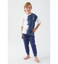 U.S. Polo Assn 1339 Garson İntense Creams Erkek Çocuk Kısa Kol Pijama Takım (Krem)