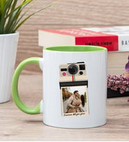 Kişye Özel Polaroid Tasarım Fotoğraflı Yeşil Kupa Bardak