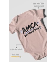Amca ve Yan Sanayi Babaya Özel Kısa Kollu Bebek Body %100 Pamuk