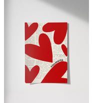 Çerçevesiz Poster Soulmates Gazete Arkaplanlı Kalp Tasarımlı (Çok Renkli)