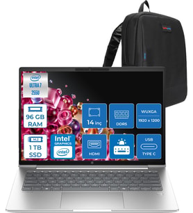 Hp Probook 4 G1I Intel® Core Ultra 7 255U 96GB Ddr5 1tb SSD 14" Wuxga (1920 x 1200), IPS 300 Nits  Freedos Taşınabilir Bilgisayar C9FH1ETF28+ZETTAÇANTA