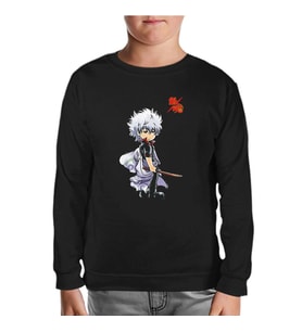 Gintama Gintoki Siyah Çocuk Sweatshirt