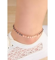 GÜMÜŞ ROSE SİYAH ZİRKON TAŞLI VE YUVARLAK PULLU HALHAL (Rose-Siyah)