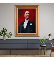 Altın Varaklı Çerçeveli Paspartulu Atatürk Tablo DC1503 (Gold)