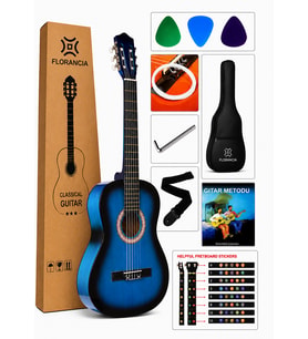 Florancia Tam Boy 4/4 Klasik Gitar Seti 39'' Mavi