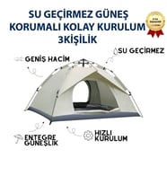 AC6634 Otomatik Kamp Çadırı 200x150x120 cm Çift Katmanlı 3 Saniyede Kurulum Su Geçirmez 3 Kişilik