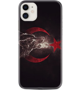 Apple iPhone 11 12 13 Mini Kılıf Desemli Silikon Kurt ve Ay Yıldız 1403