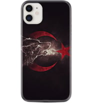 Apple iPhone 11 12 13 Mini Kılıf Desemli Silikon Kurt ve Ay Yıldız 1403