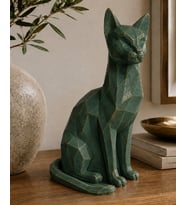 El Yapımı Kübik Kedi Heykeli Dekoratif El Yapımı Heykel Biblo 23 Cm El Yapımı
