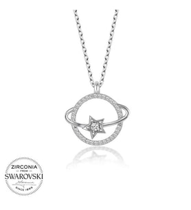 Swarovski Taşlı Gümüş Gezegen Bayan Kolye
