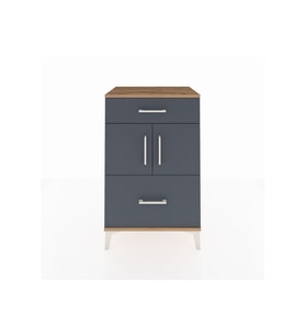 Hyperion Komodin Tek Raflı 2 Çekmeceli 2 Kapaklı 60x44x96 Çam-Antrasit