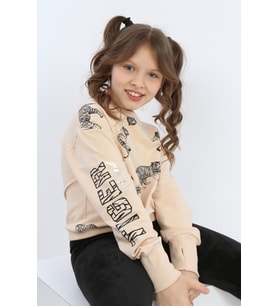 Toontoy Kız Çocuk Tiger Trend Baskılı Sweatshirt (Bej)
