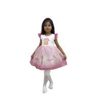 Barbie Baskılı  Kız Elbise 2/5  yaş (Fuşya)
