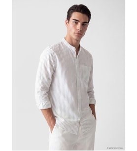 LCWAIKIKI Classic Beyaz Regular Fit Hakim Yaka Çizgili Poplin Erkek Gömlek