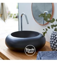 Sipahi Marble Bazalt Siyah Bombeli Lavabo