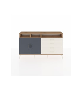 Arges Konsol 5 Raflı 4 Çekmeceli 2 Kapaklı 176x30x99 Çam-Antrasit/Aytaşı