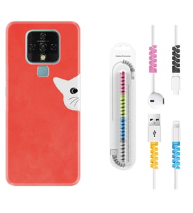 Tecno Camon 16 18P Pova 3 Pova Neo Kılıf Kablo Koruma Spiral Silikon Kedoş 1735