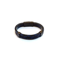 Navy Full Braid – Tam Örgü Detaylı Lacivert Deri Erkek Bileklik-1424