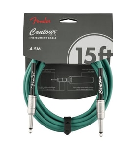 FENDER 0990571046 Contour Serisi Enstrüman Kablosu (4.5m) Sherwood Green, Örgülü Esnek Yapı, Karmaşayı Önleyen Tasarım, Sahne ve Stüdyo Kullanımı
