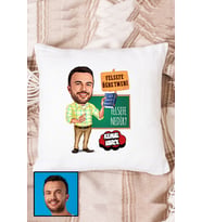 Erkek Felsefe Öğretmenine Hediye Karikatürlü Kişiye Özel Yastık