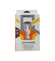Megatech T05 Araç Çakmaklık Şarj Cihazı, 2 USB, 3.4A, Beyaz