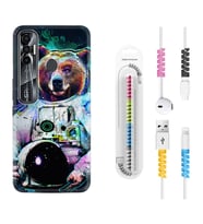 Tecno Spark 6 6 Go 8C 8 Pro 7 7 Pro Kılıf Kablo Koruma Spiral Silikon Astronot Panda 1755