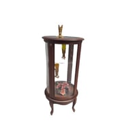 Gümüşlük vitrin 19411 Yuvarlak MODEL Parlak ceviz 120 Kayın Aslan ayak Bombe Cam