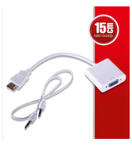 QPORT Q-HD-VGJ 0.15metre HDMI-VGA (D) Görüntü Adaptörü Beyaz Sesli 1080p