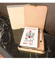 Sevgiliye Hediye Ahşap Kutulu Defter Kalem Set 020