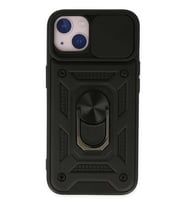 iPhone 14 Kılıf Pars Lens Yüzüklü Silikon - Siyah