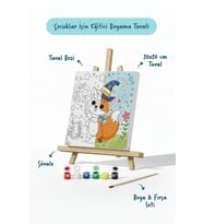 Sihirbaz Tilki Temalı Çocuk Boyama Tuvali – Şövaleli Eğitici Boyama Seti 20x20 cm