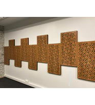 Özel Tasarım Ahşap Kaplı Akustik Panel 50x100 4cm Bantlı