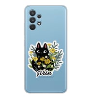 Samsung Cat Sticker Tasarımlı Şeffaf Telefon Kılıfı