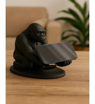 3D Siyah Goril Figürlü Dekoratif Telefon , Tablet Standı , Kalem Tutucu Heykel , Masaüstü Biblo  12 x 12 Cm