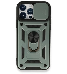 iPhone 15 Pro Kılıf Pars Lens Yüzüklü Silikon - Yeşil