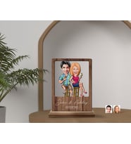 BK Gift Kişiye Özel Sevgililer Karikatürlü Ahşap Standlı Biblo, Sevgililer Günü Hediyesi, Doğum Günü Hediyesi, Yıl Dönümü Hediyesi-1 (Model 1)