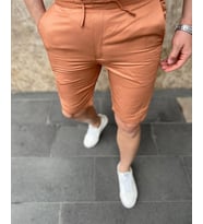 Erkek Jogger Kremit Renk Kısa Pantolon Slim Fit  Agustini