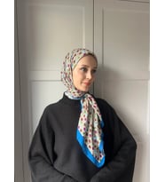 Modakaşmir Moonlit Desen Bambu Eşarp (İndigo Mavi)